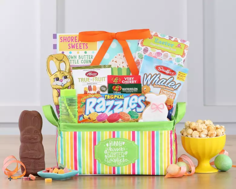 Bunny Kisses Tote: Toys & Treats Kids Easter Gift Basket