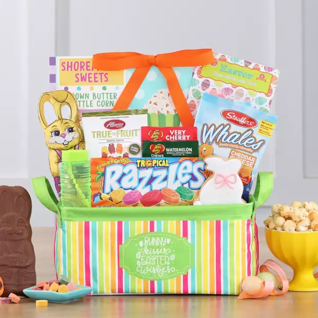 Bunny Kisses Tote: Toys & Treats Kids Easter Gift Basket
