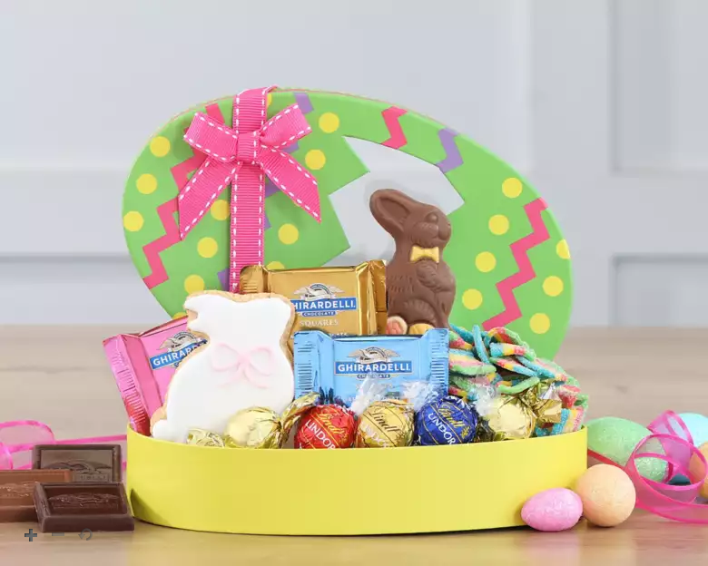 Egg-cellent Treats: Chocolates & Sweet Treats Arrangement Happy Easter Gift Basket