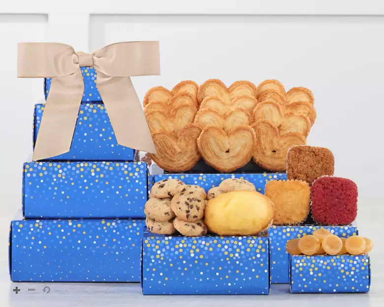 Chocolicious Wishes: Beautiful Blue Gourmet Chocolate & More Gift Tower