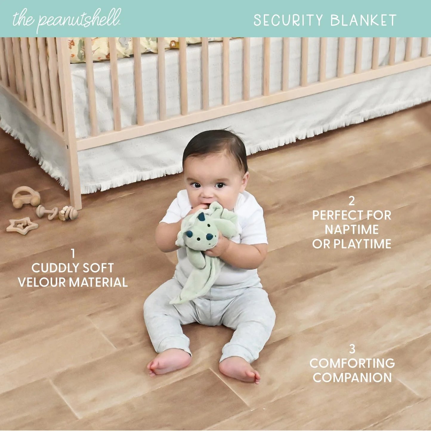 Dinosaur Tummy Time Mat with Security Blanket & 2 Piece Crib Bedding Set