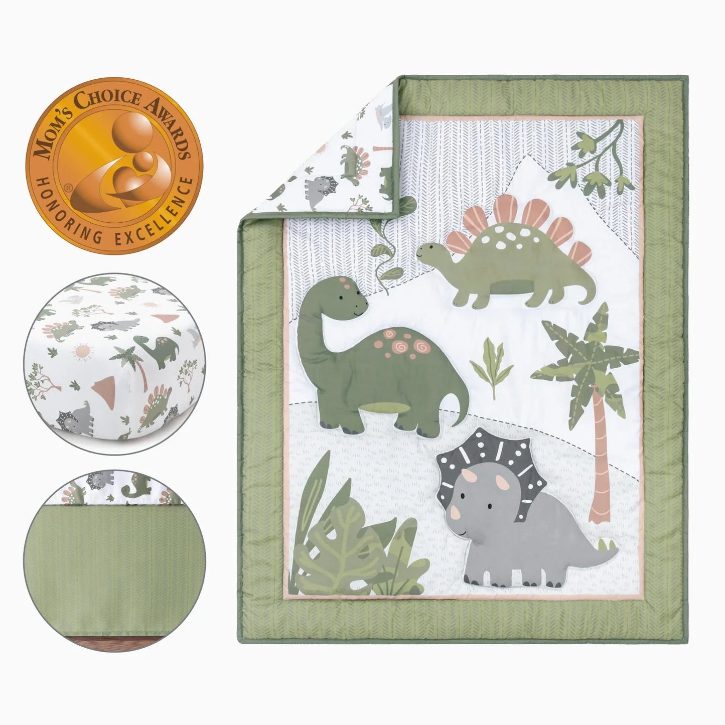 Jurassic Dinosaur Dreams 3 Piece Baby Boys Crib Bedding Set by The Peanutshell