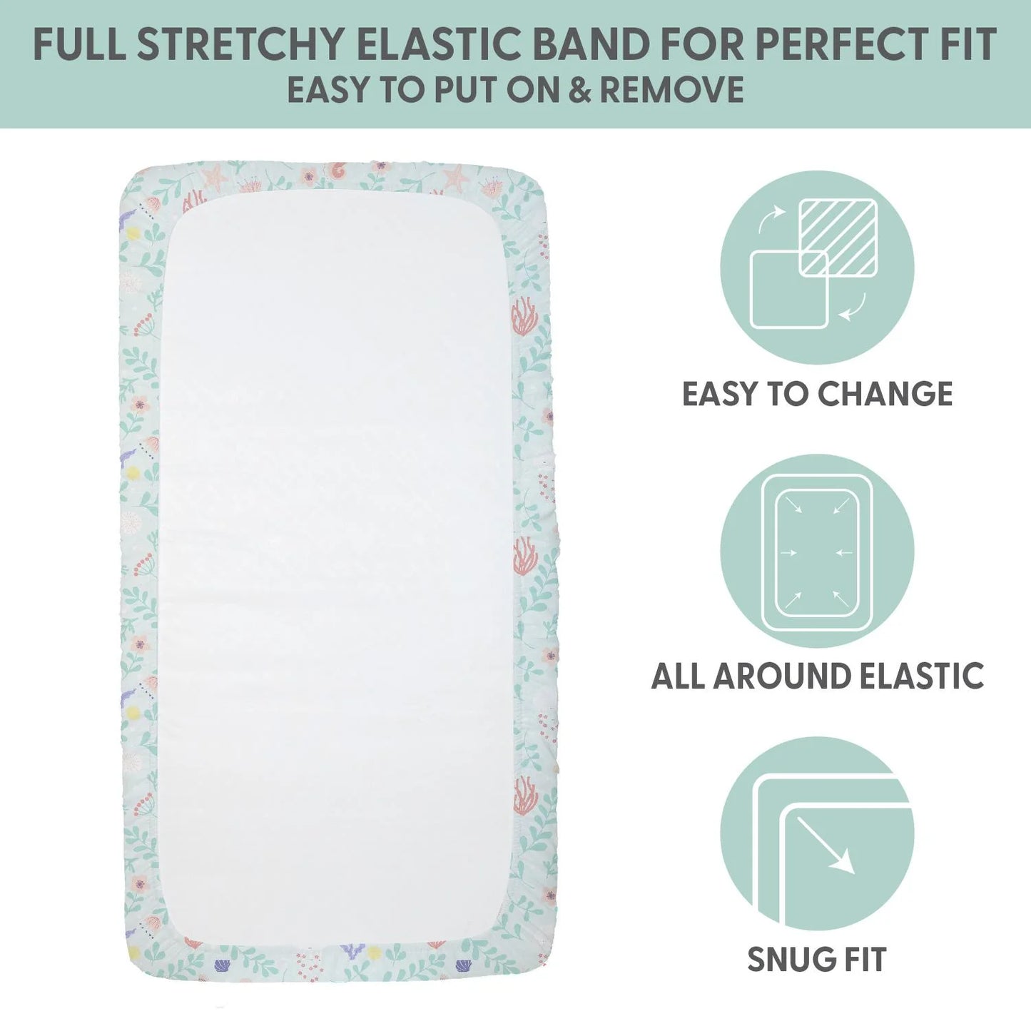 Feminine Ocean Trends Prints & Solids 4 Pack Fitted Crib Sheet Set by The Peanutshell
