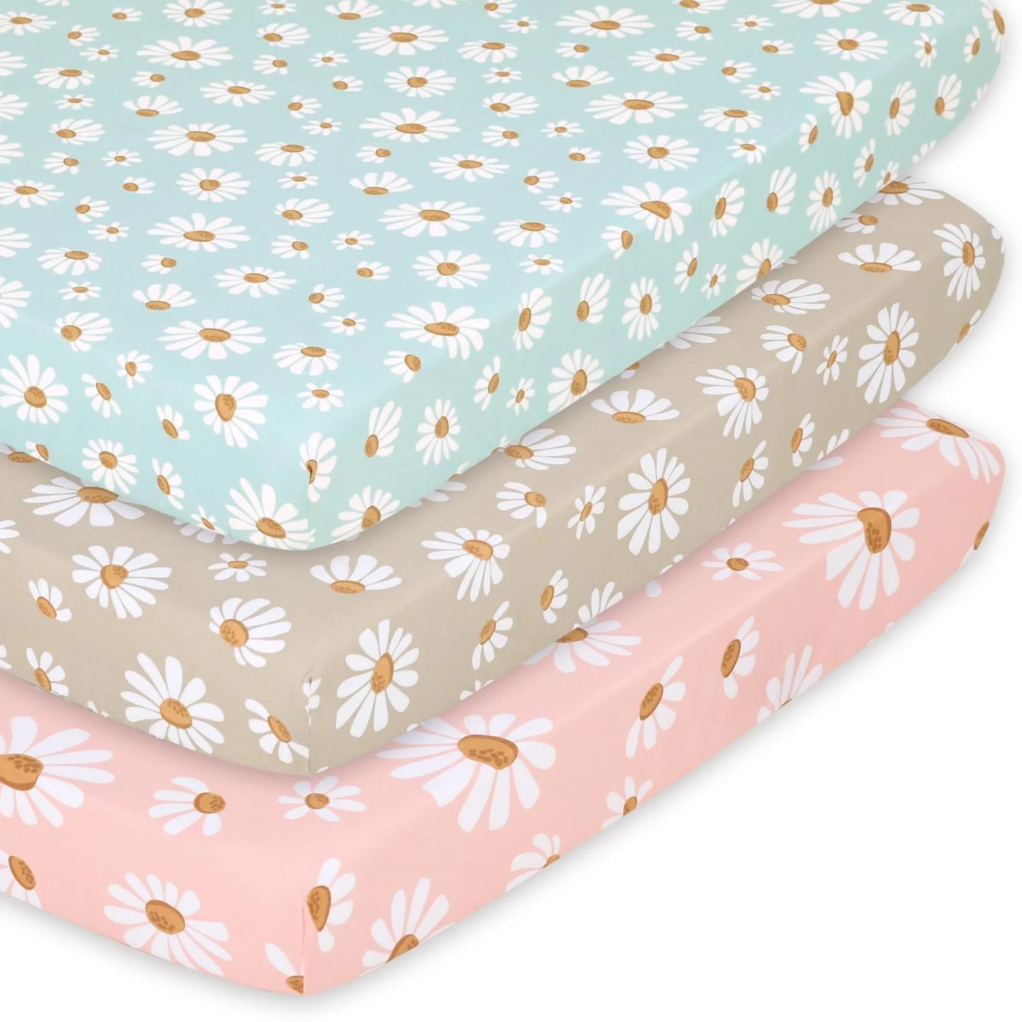 Daisy Dreams Multicolor Girl Baby Playard Mini Crib Sheets, 3-Pack by The Peanutshell