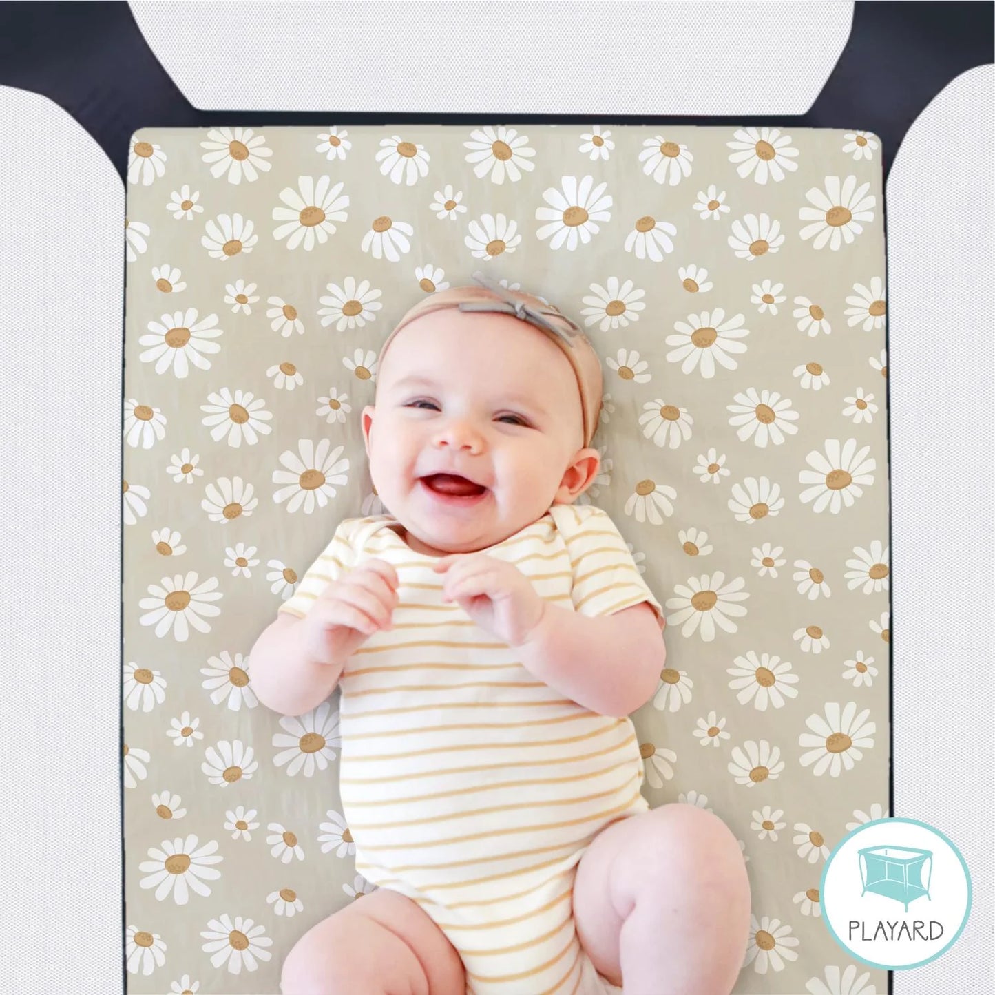 Daisy Dreams Multicolor Girl Baby Playard Mini Crib Sheets, 3-Pack by The Peanutshell