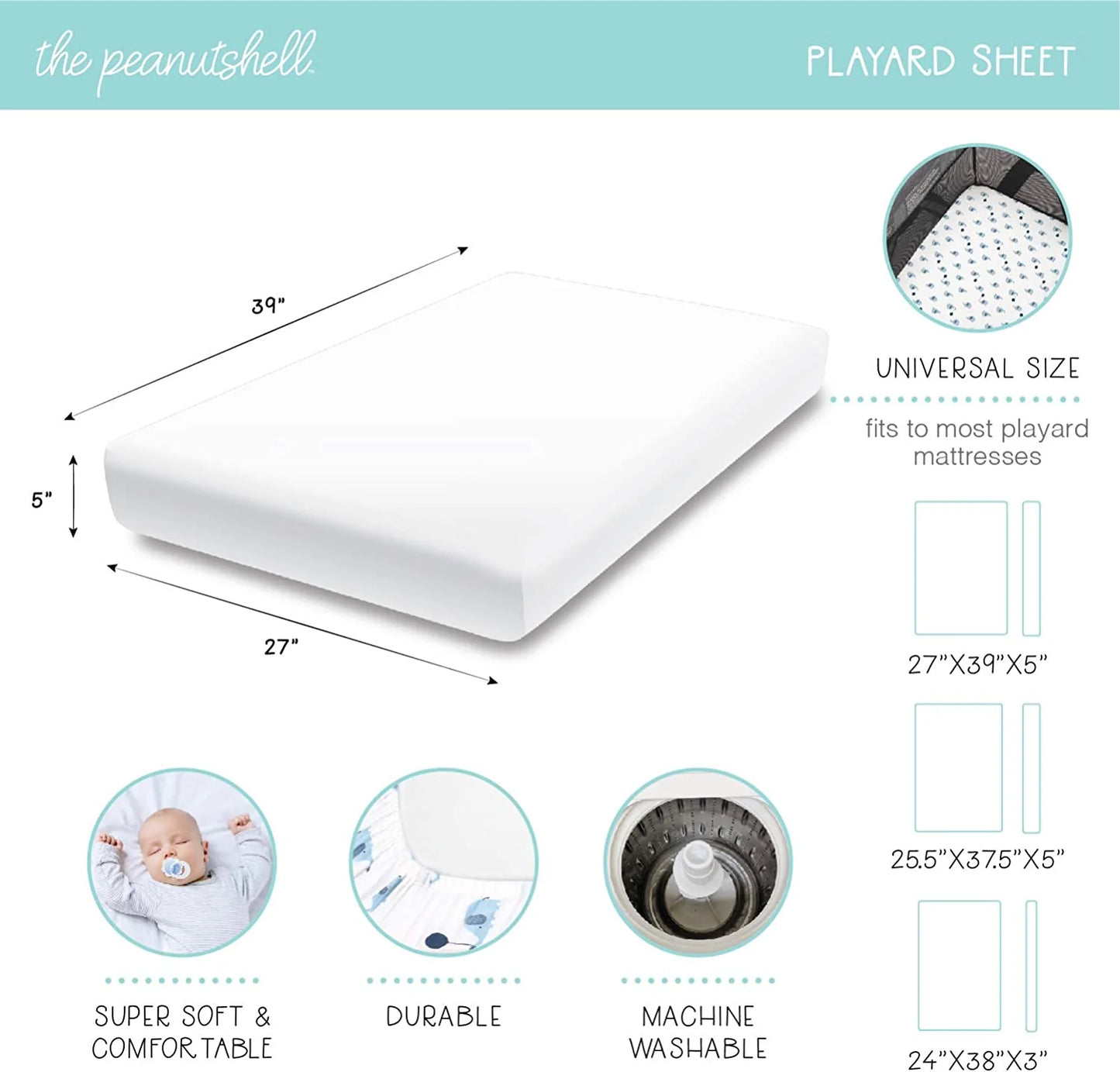 Woodland & Plaid Boy Baby Playard Mini Crib Sheets, 3-Pack by The Peanutshell