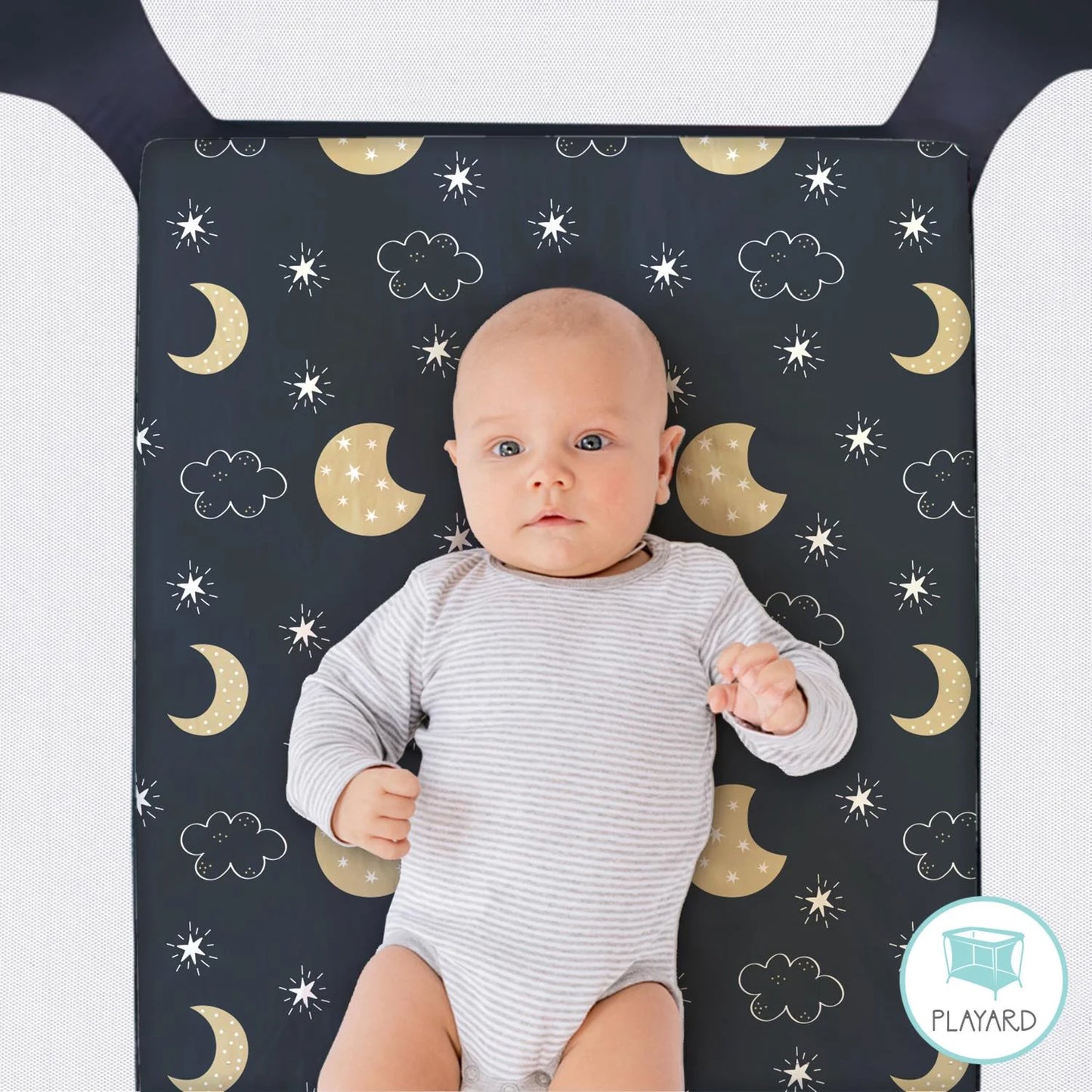Day & Night Unisex Baby Playard Mini Crib Sheets, 3-Pack by The Peanutshell