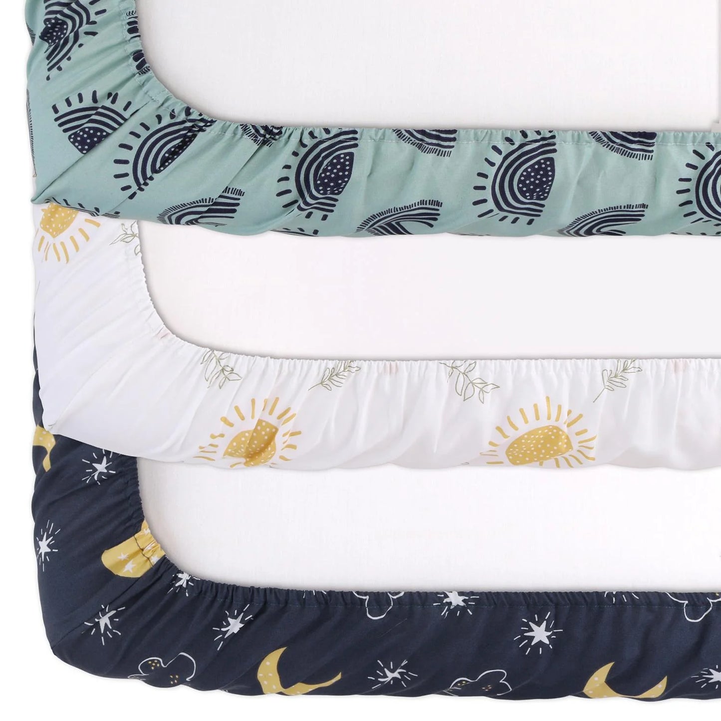 Day & Night Unisex Baby Playard Mini Crib Sheets, 3-Pack by The Peanutshell