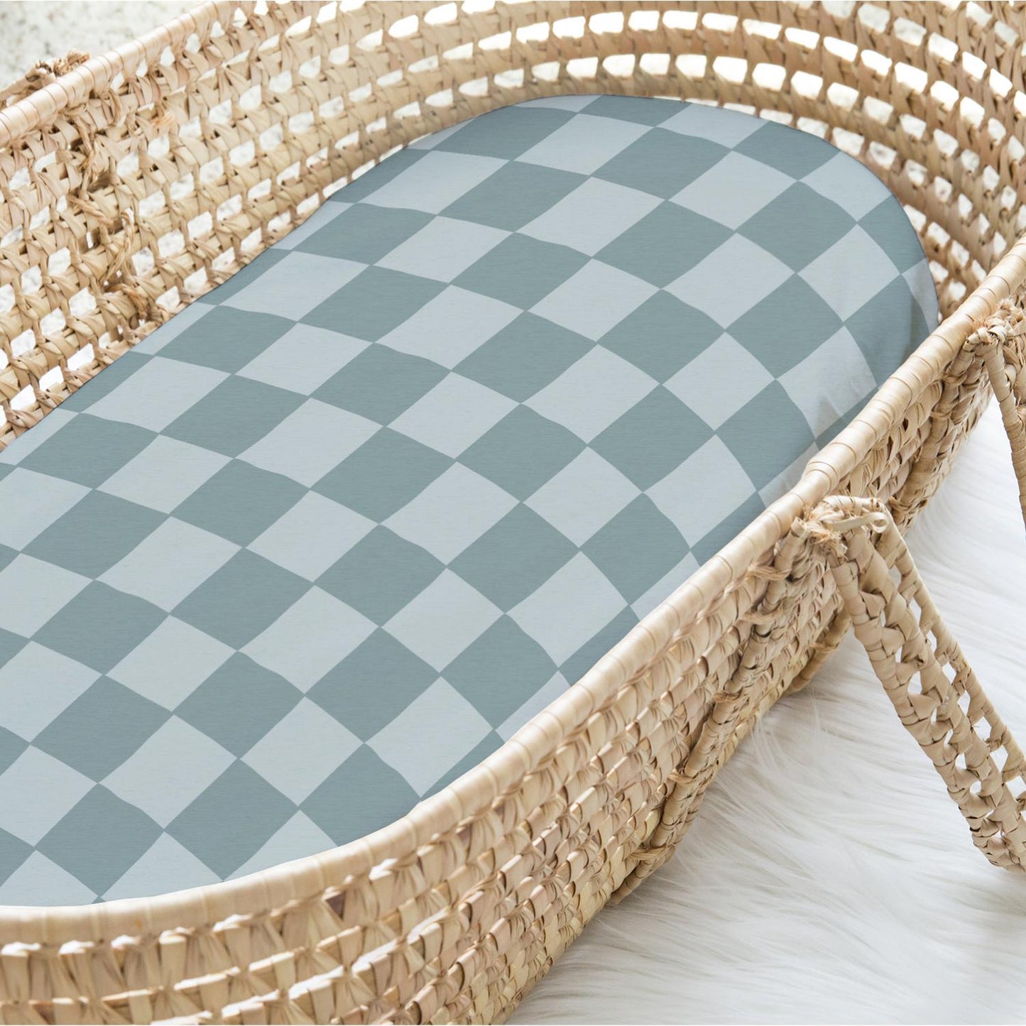 Classic Check Organic Cotton Unisex Baby Bassinet Sheets 4-Pack by The Peanutshell