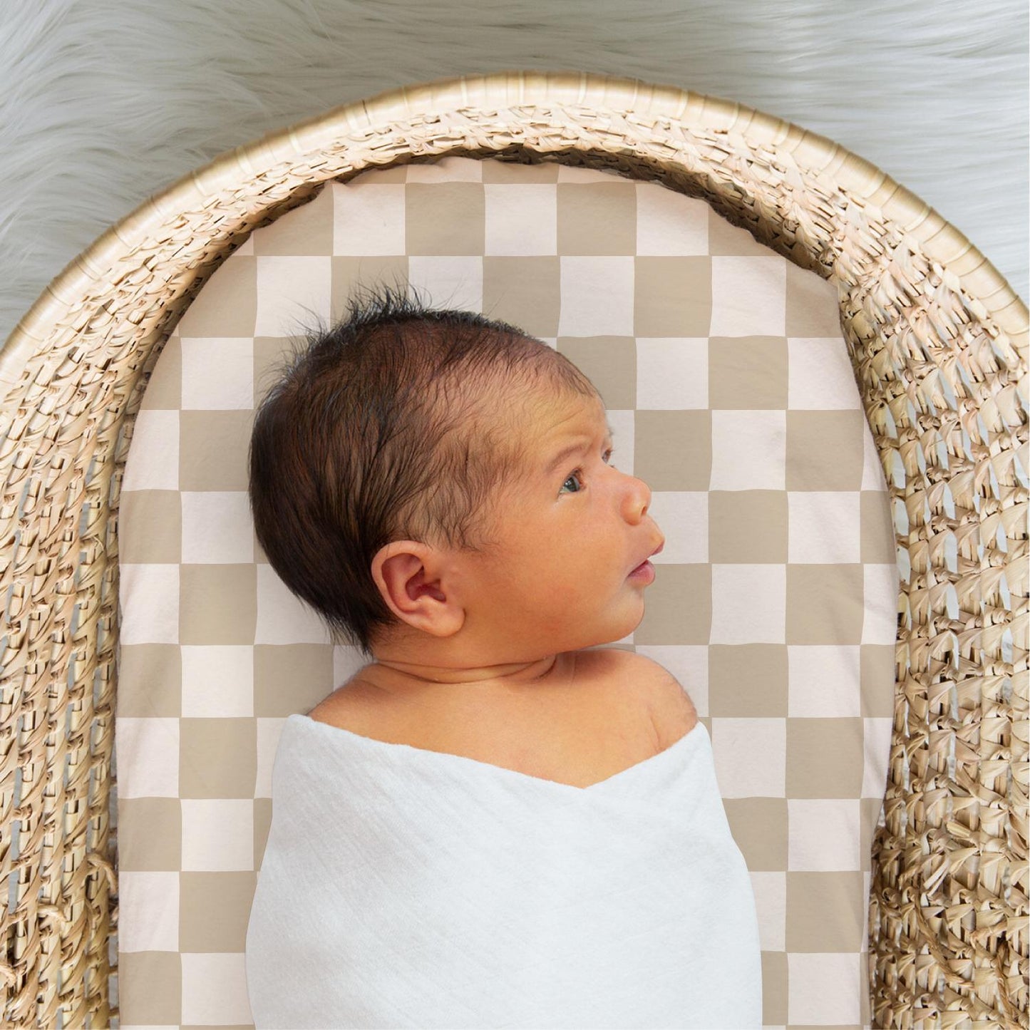 Classic Check Organic Cotton Unisex Baby Bassinet Sheets 4-Pack by The Peanutshell