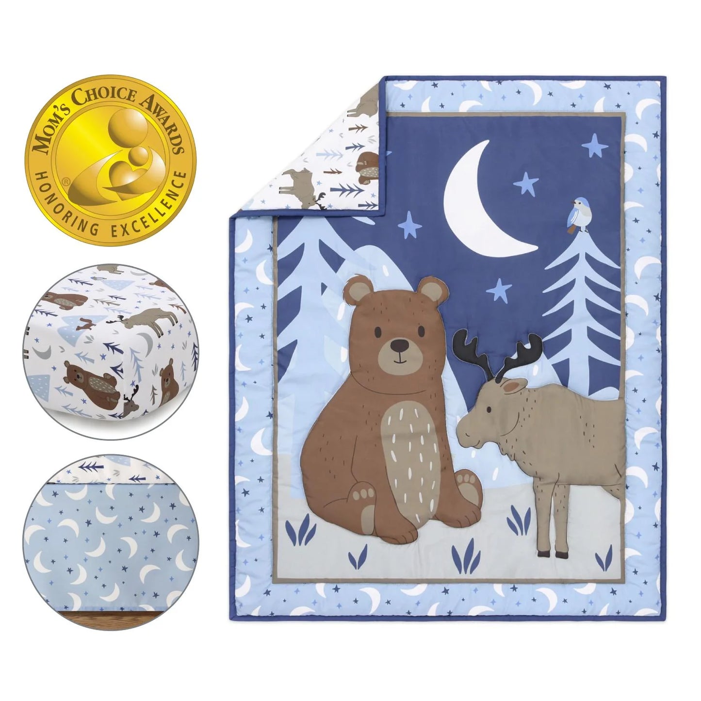 Forest Under the Stars 3 Piece Baby Boys Crib Bedding Set by The Peanutshell