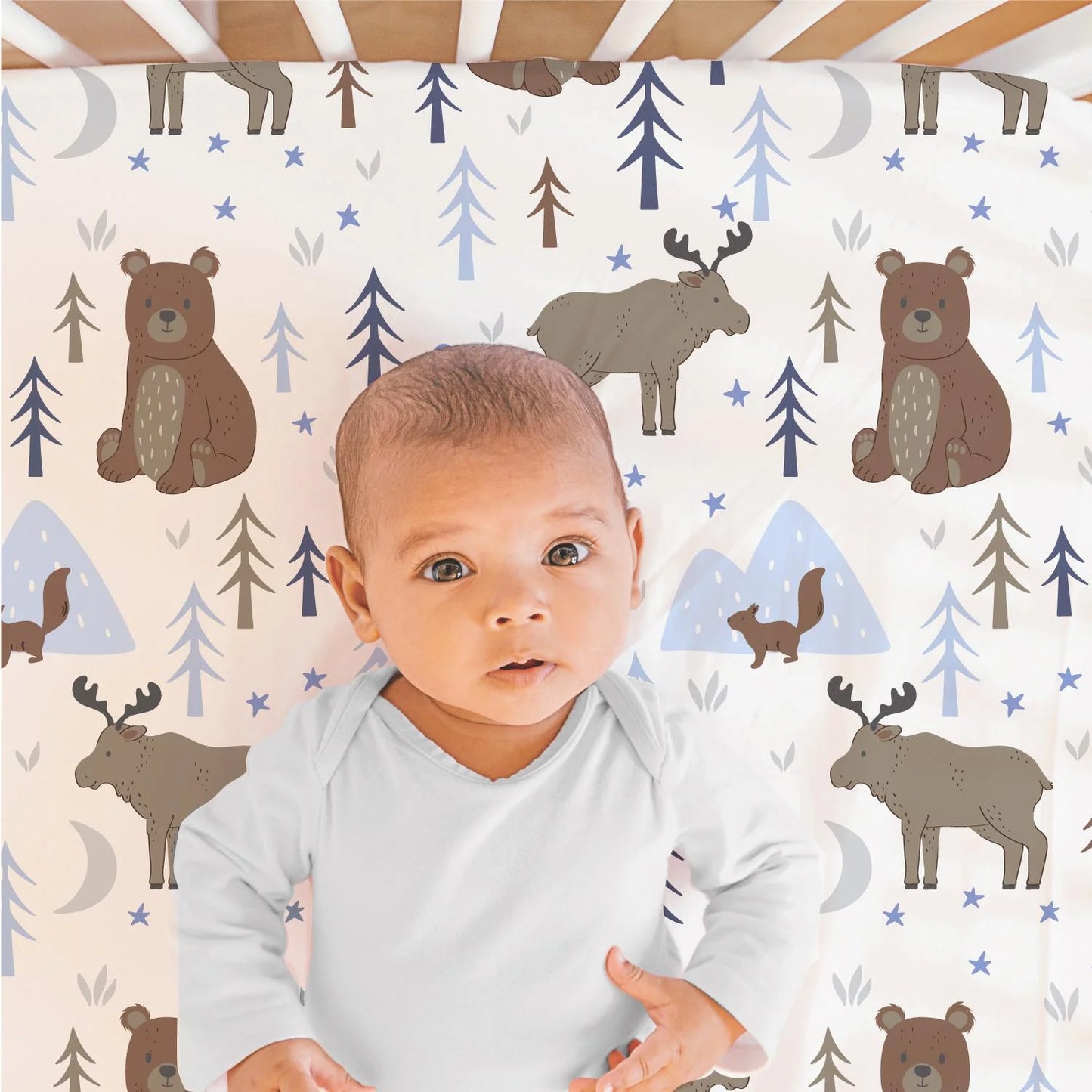 Forest Under the Stars 3 Piece Baby Boys Crib Bedding Set by The Peanutshell