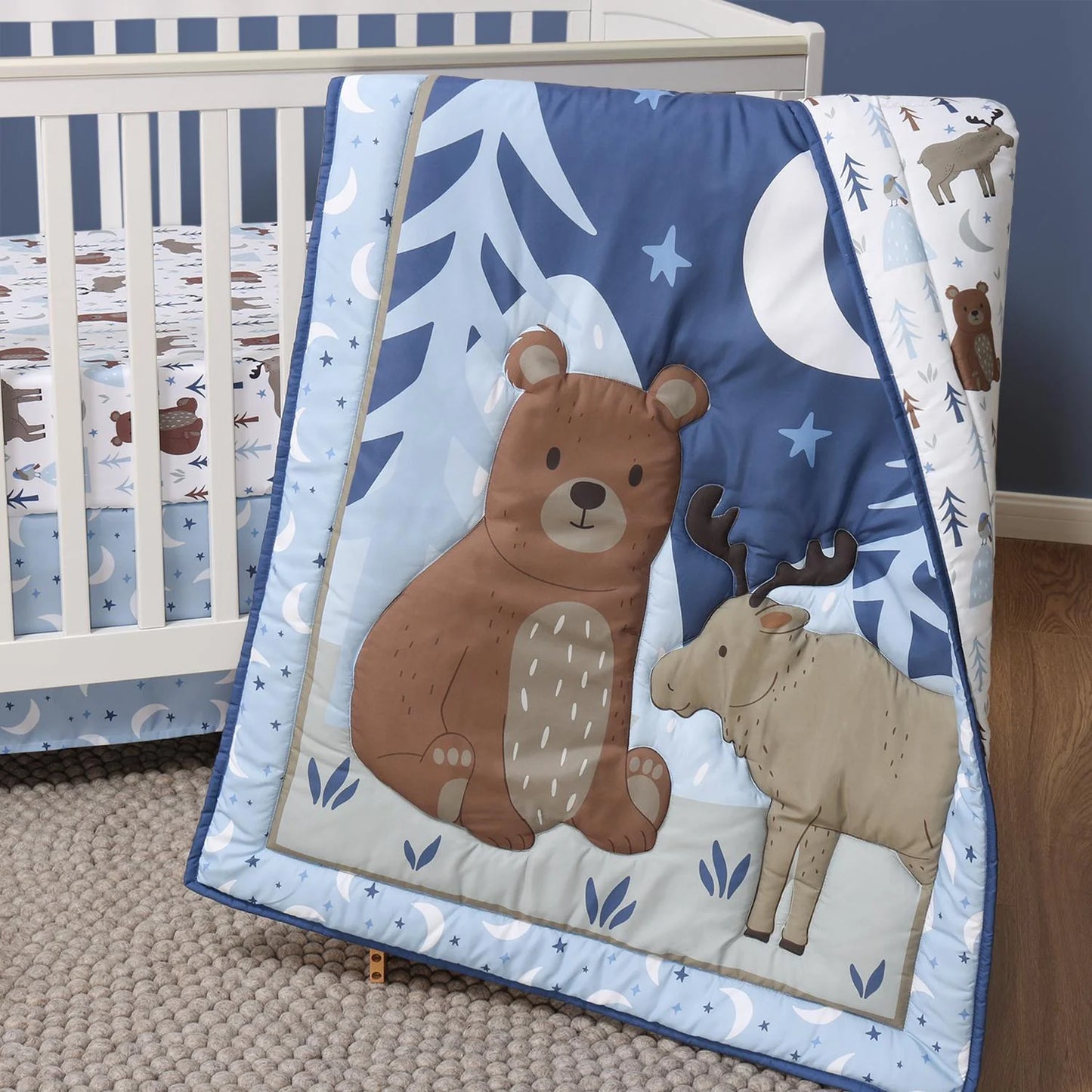 Forest Under the Stars 3 Piece Baby Boys Crib Bedding Set by The Peanutshell