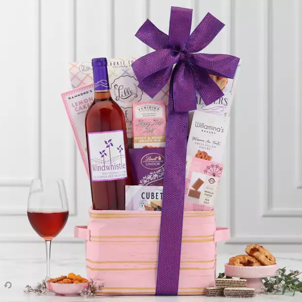 CHEERS! Windwhistle Red Moscato Wine Gift Basket Great for Mother's Day