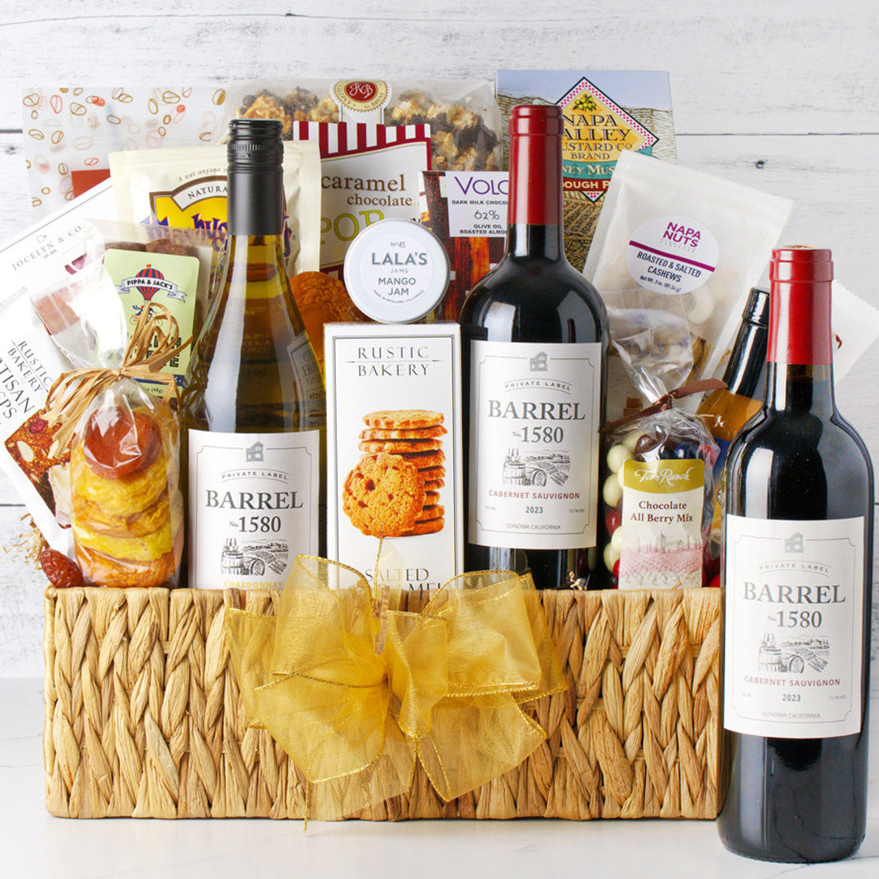 Premium Napa & Sonoma Trio: Fine Wine & Cheese Gourmet Gift Basket