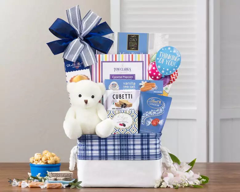 Bear Hugs: Thinking of You Gift Basket with Teddy Bear Plush Toy