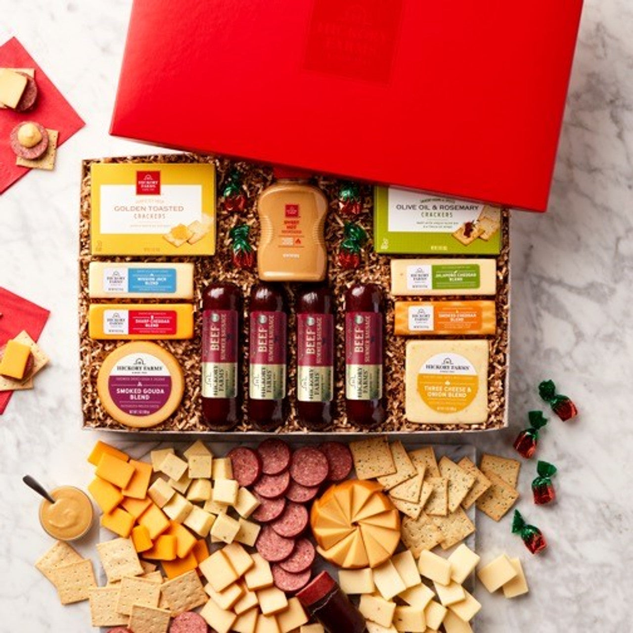 Ultimate Spread: Large Hickory Farms Gourmet Sausage & Cheese Gift Box