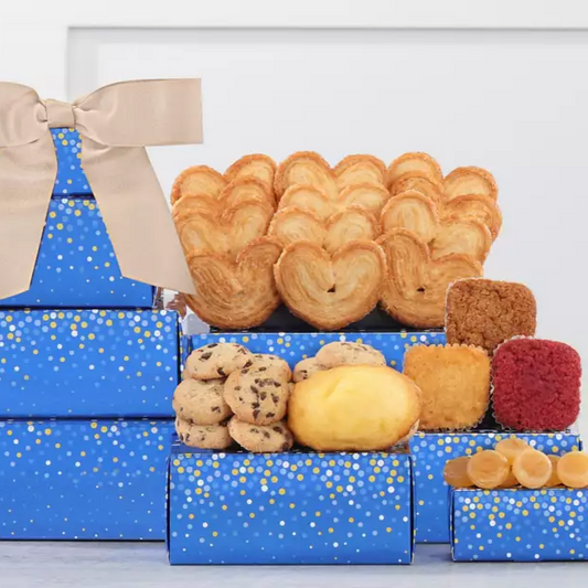 Chocolicious Wishes: Beautiful Blue Gourmet Chocolate & More Gift Tower