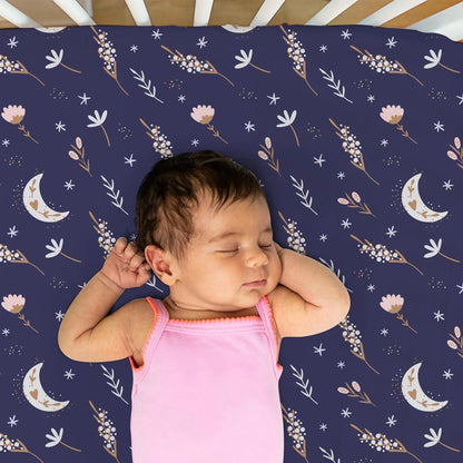 Lunar Love Girls Prints & Solids 4 Pack Fitted Crib Sheet Set by The Peanutshell