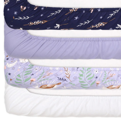 Lunar Love Girls Prints & Solids 4 Pack Fitted Crib Sheet Set by The Peanutshell