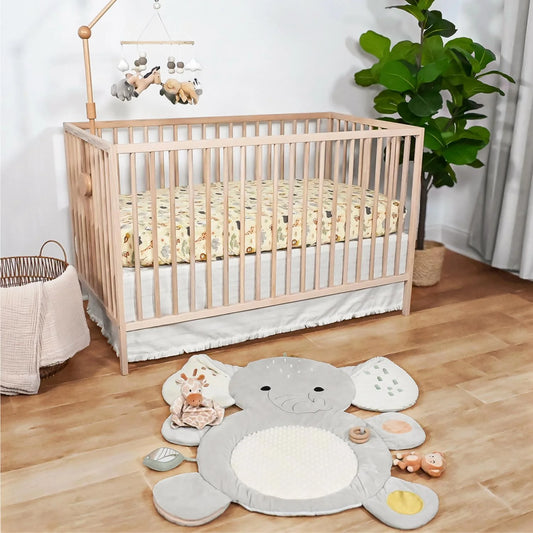 Elephant Safari Tummy Time Mat, Security Blanket & 2 Piece Crib Bedding Set