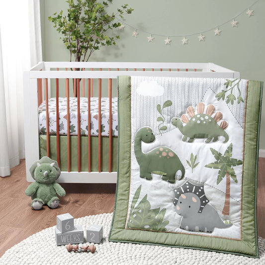 Jurassic Dinosaur Dreams 3 Piece Baby Boys Crib Bedding Set by The Peanutshell