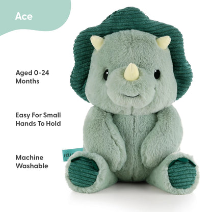 Ace the Plush Green Dinosaur Stuffed Animal Unisex Baby or Toddler Toy, 10" Tall