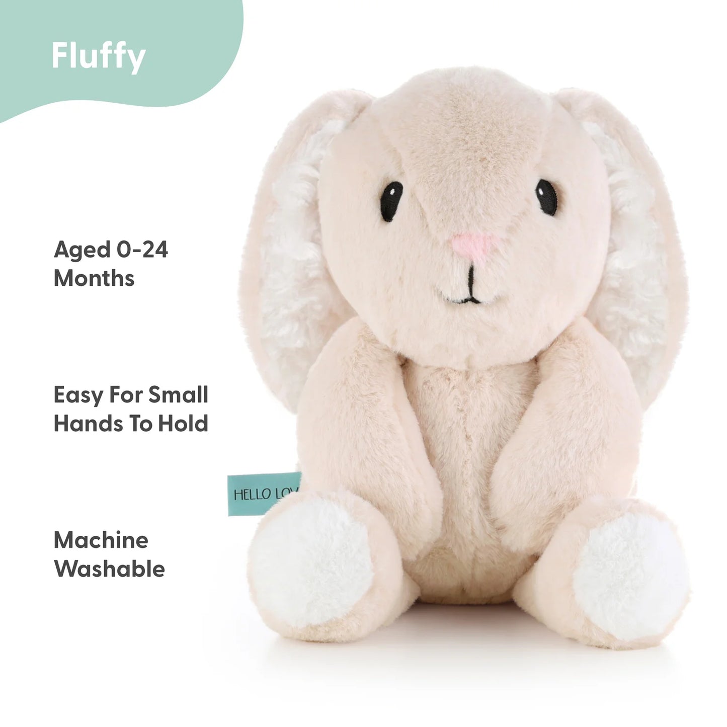 Fluffy the Plush Beige Bunny Rabbit Stuffed Animal Unisex Baby or Toddler Toy, 10" Tall