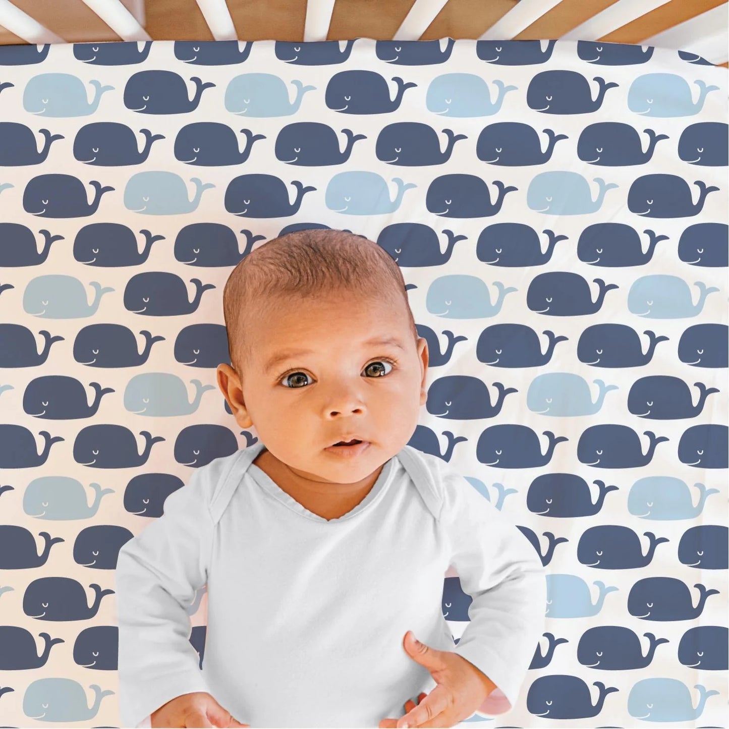 Nautical Blue with Navy Prints & Solids 4 Pack Fitted Crib Sheet Set by The Peanutshell