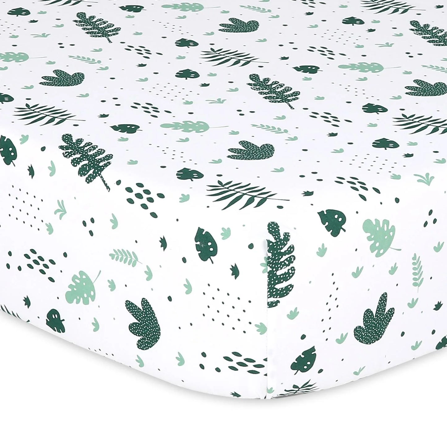 Green Botanical Prints & Solids 4 Pack Fitted Crib Sheet Set by The Peanutshell