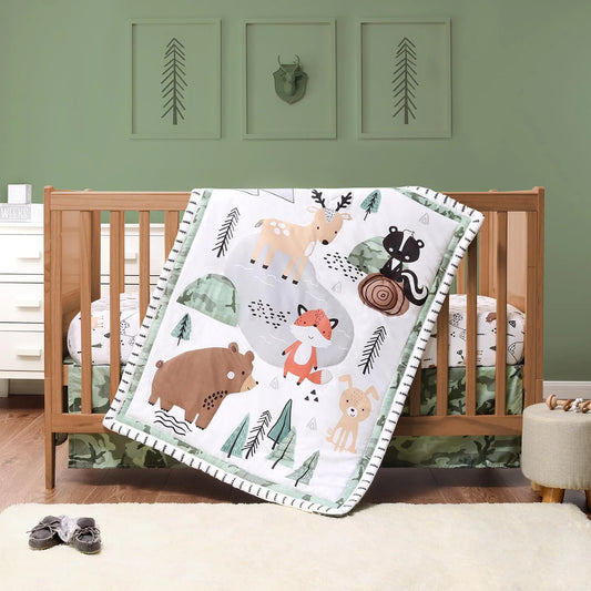 Woodland Camo 3 Piece Baby Boys Crib Bedding Set by The Peanutshell