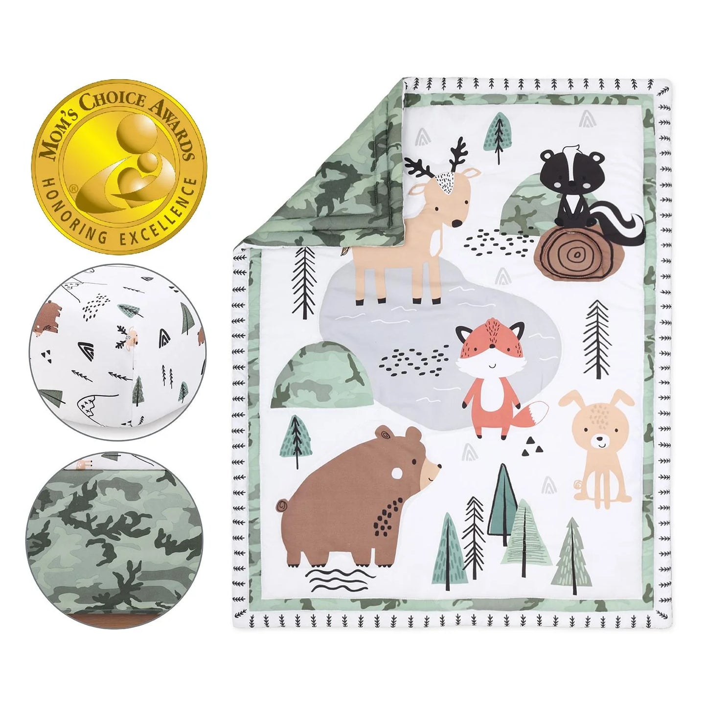 Woodland Camo 3 Piece Baby Boys Crib Bedding Set by The Peanutshell