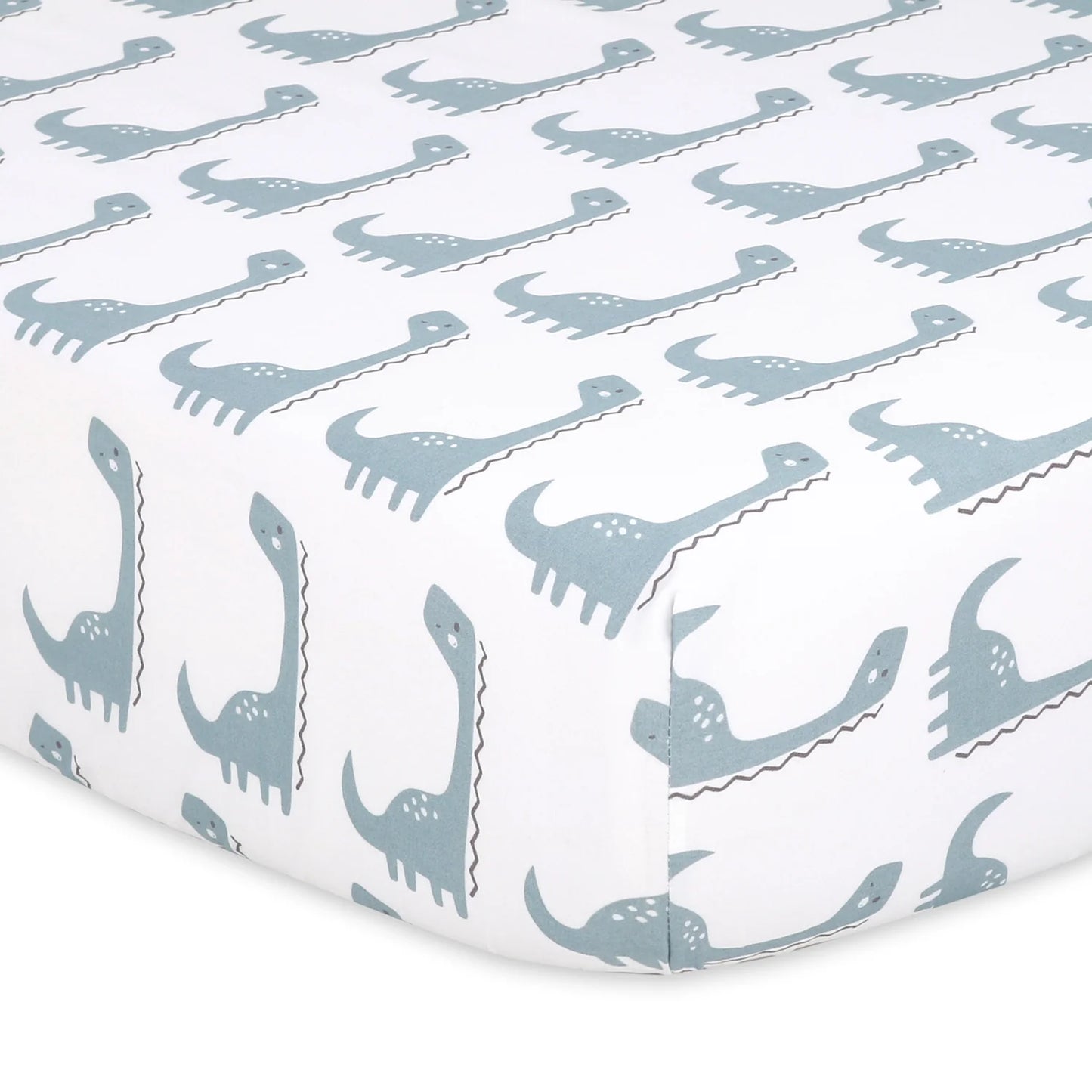 Dinosaur Blue with Gray Prints & Solids 4 Pack Fitted Crib Sheet Set by The Peanutshell