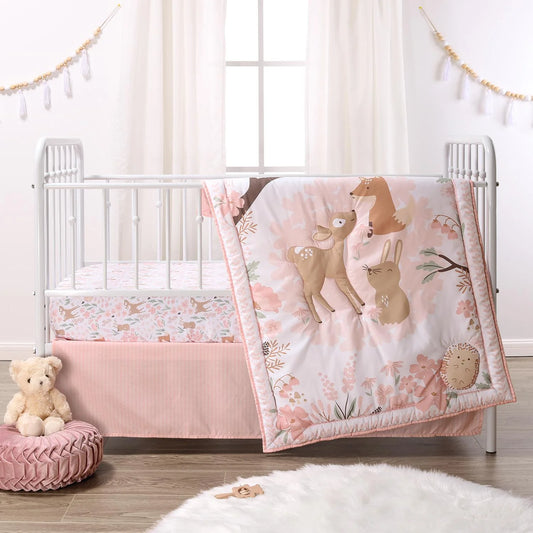 Fairytale Forest Floral 3 Piece Baby Girls Crib Bedding Set by The Peanutshell
