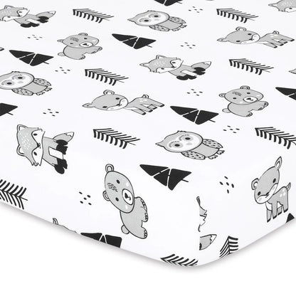 Woodland & Plaid Boy Baby Playard Mini Crib Sheets, 3-Pack by The Peanutshell