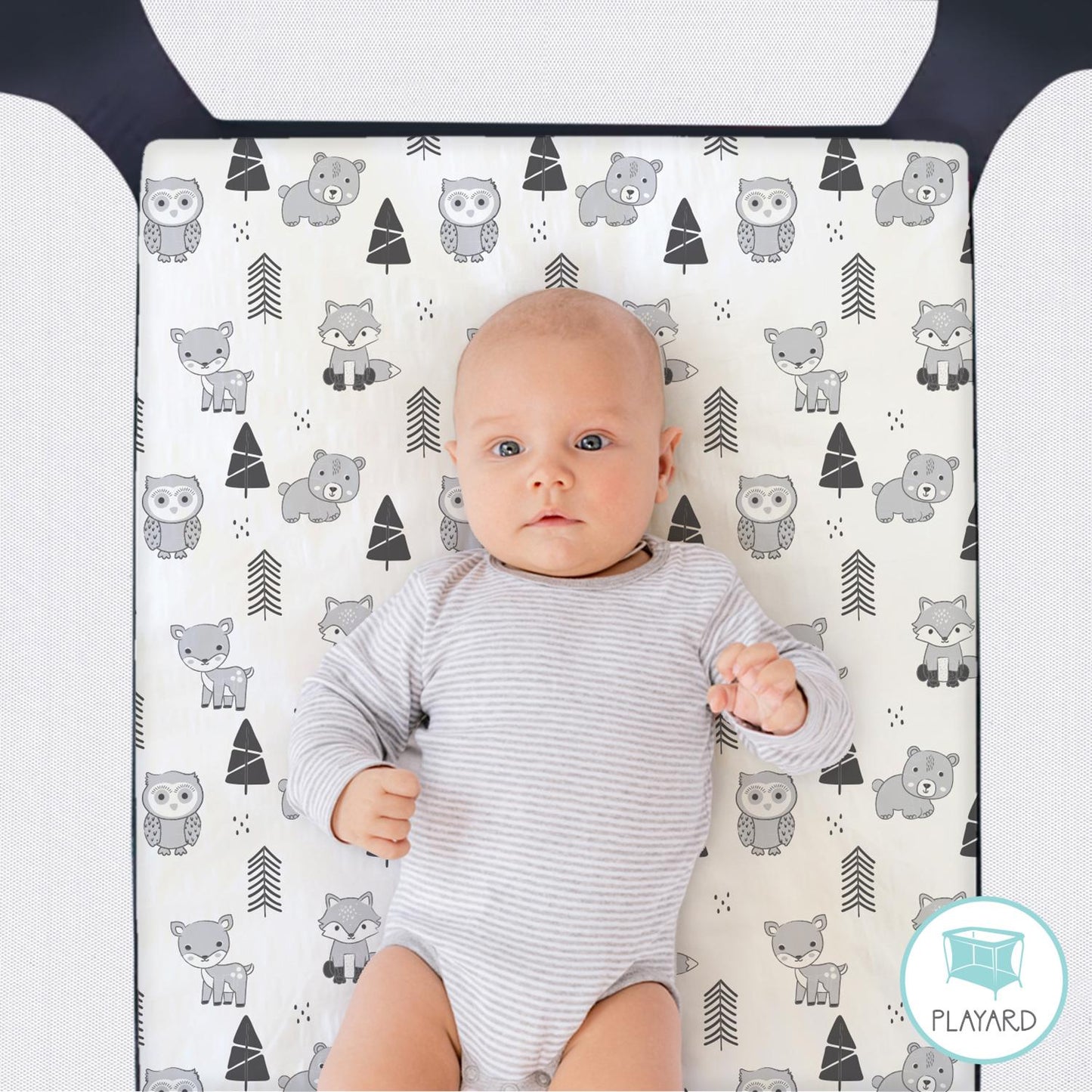 Woodland & Plaid Boy Baby Playard Mini Crib Sheets, 3-Pack by The Peanutshell