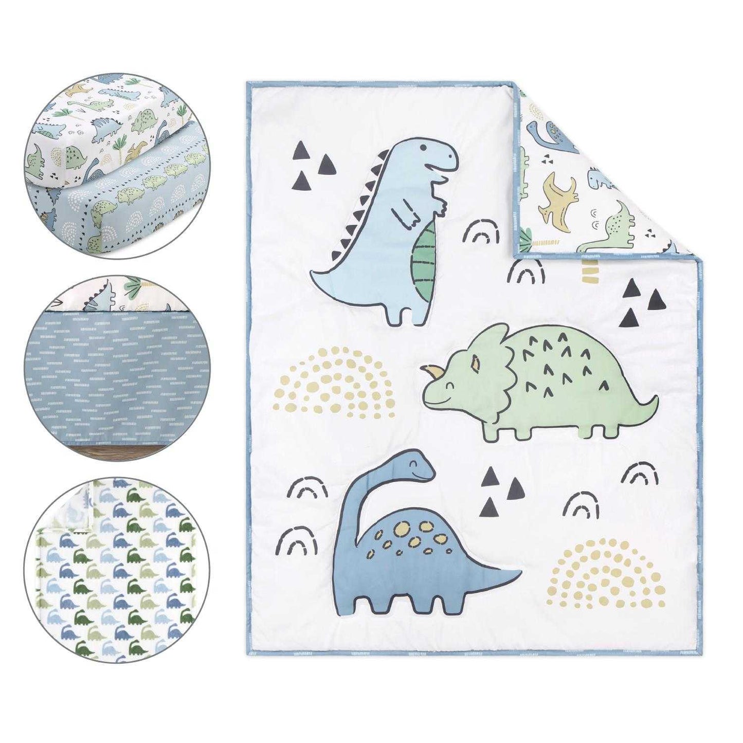 Chambray Blue Dino Dreams 5 Piece Baby Boys Crib Bedding by The Peanutshell
