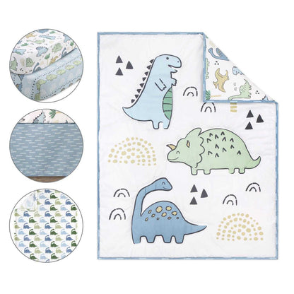 Chambray Blue Dino Dreams 5 Piece Baby Boys Crib Bedding by The Peanutshell
