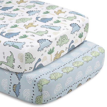 Chambray Blue Dino Dreams 5 Piece Baby Boys Crib Bedding by The Peanutshell