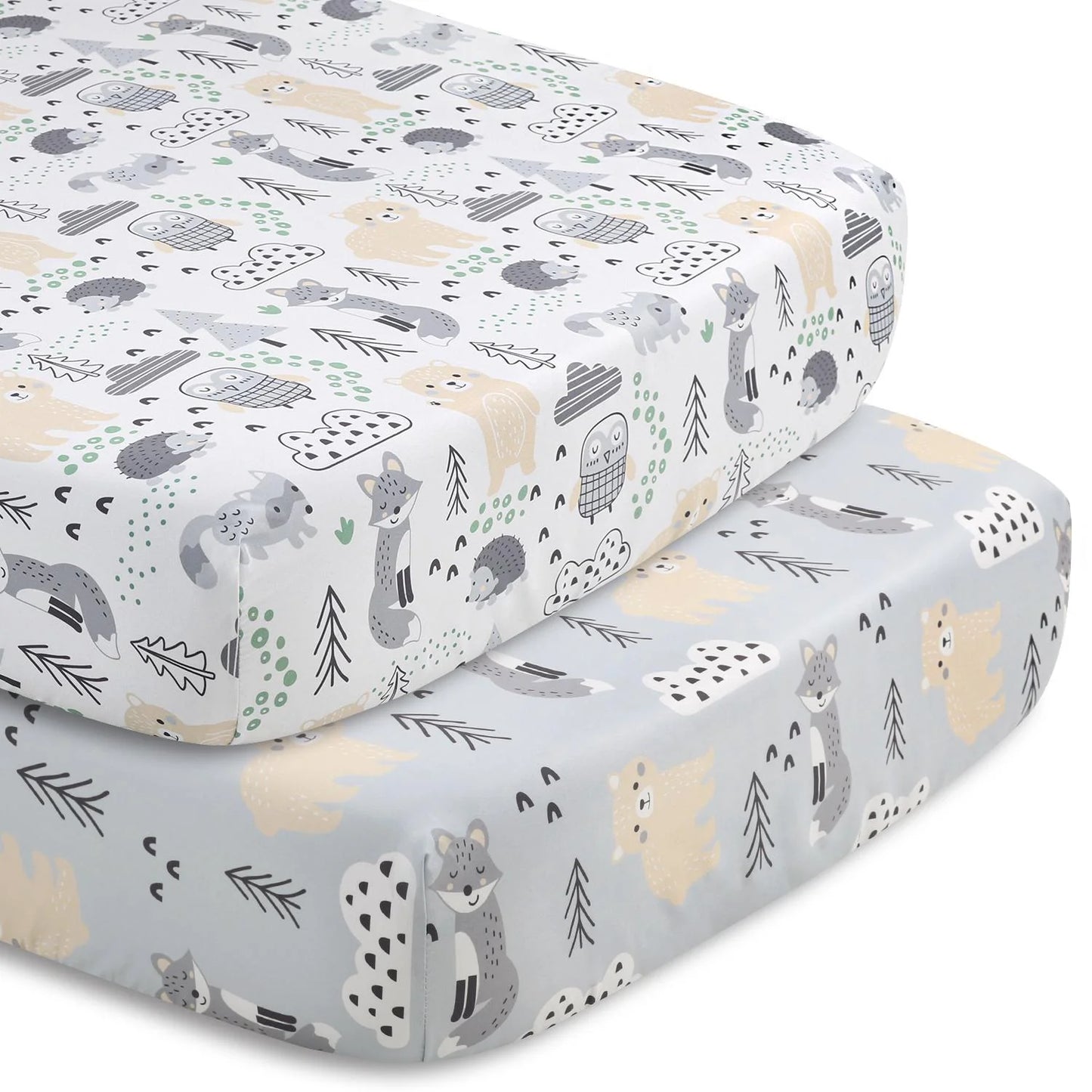 Woodscape Gray & Beige 5 Piece Unisex Baby Crib Bedding by The Peanutshell