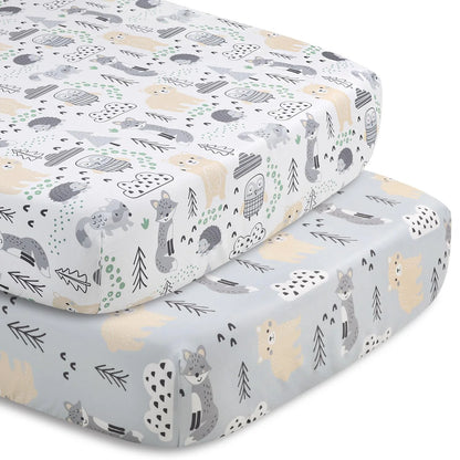 Woodscape Gray & Beige 5 Piece Unisex Baby Crib Bedding by The Peanutshell