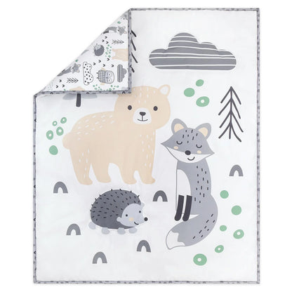 Woodscape Gray & Beige 5 Piece Unisex Baby Crib Bedding by The Peanutshell