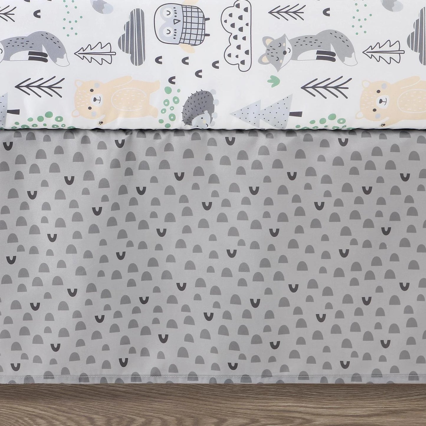 Woodscape Gray & Beige 5 Piece Unisex Baby Crib Bedding by The Peanutshell