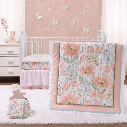 Wildflower Organic Cotton 4 Piece Baby Girls Crib Bedding Set by The Peanutshell