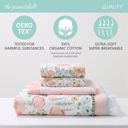 Wildflower Organic Cotton 4 Piece Baby Girls Crib Bedding Set by The Peanutshell
