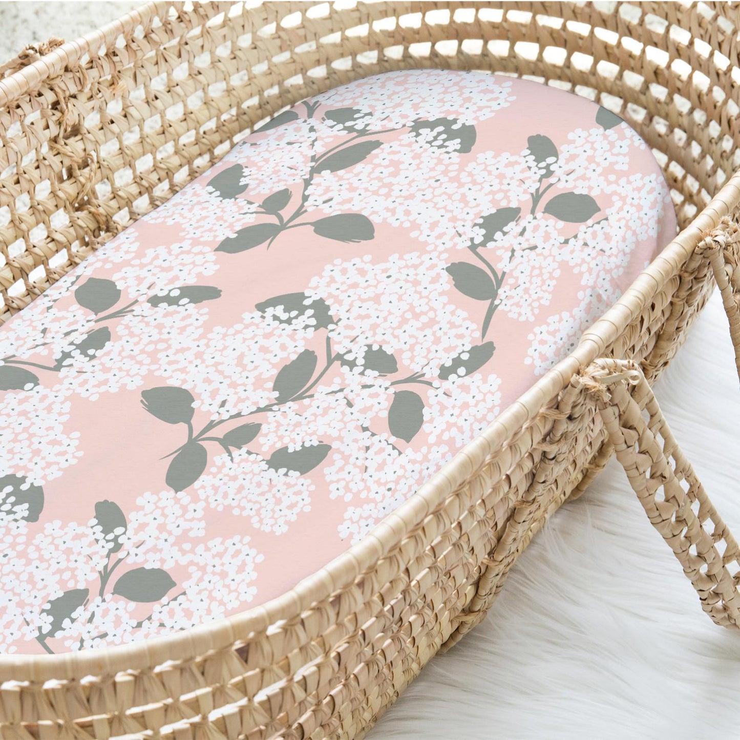 Cottage Floral Organic Cotton Baby Bassinet Sheets 4-Pack for Girls by The Peanutshell