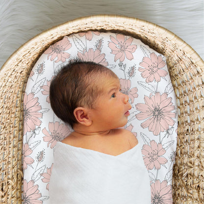 Cottage Floral Organic Cotton Baby Bassinet Sheets 4-Pack for Girls by The Peanutshell
