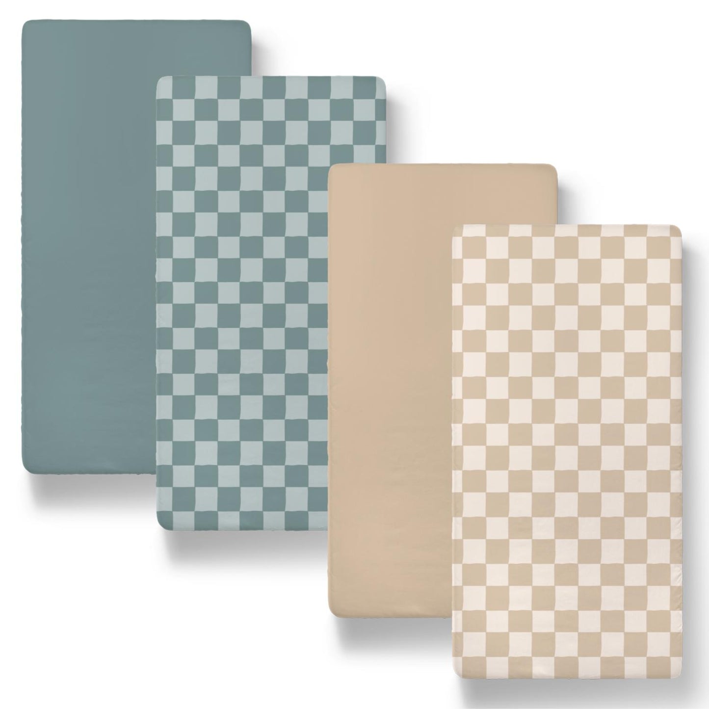 Classic Check Organic Cotton Unisex Baby Bassinet Sheets 4-Pack by The Peanutshell