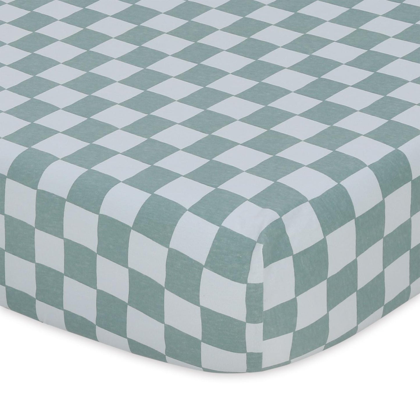 Check & Solid 4-Pack Fitted Organic Cotton Jersey Crib Sheet Set by The Peanutshell