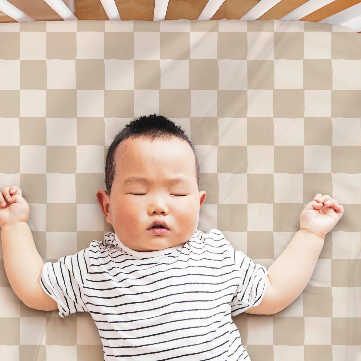 Check & Solid 4-Pack Fitted Organic Cotton Jersey Crib Sheet Set by The Peanutshell
